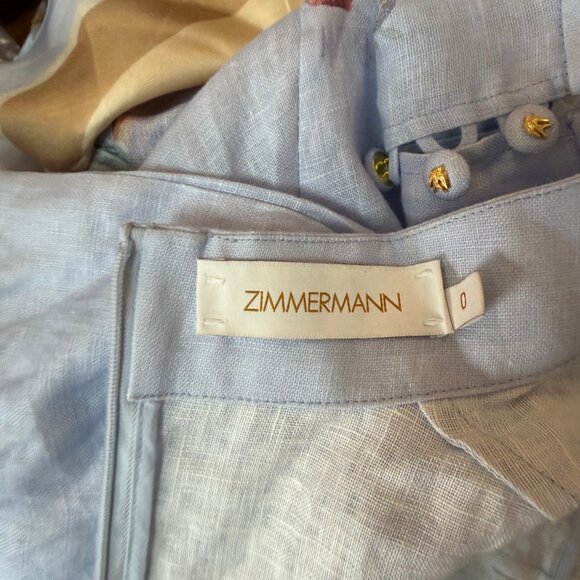 NWOT ！Zimmermann Linen Rebellion Floral Mini Dress- Size 0/US4 - Picture 9 of 10